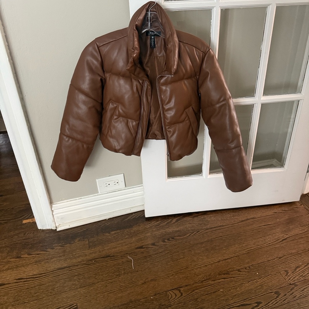 Aqua Girls by Bloomingdale's Brown Puffer Jacket size Medium